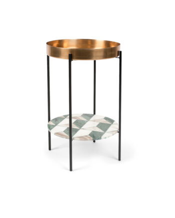 Bold Monkey Another Marble Sidebord       Hylde  Rund Bronze Aluminium  Marmor Og Sort Jern  ø37