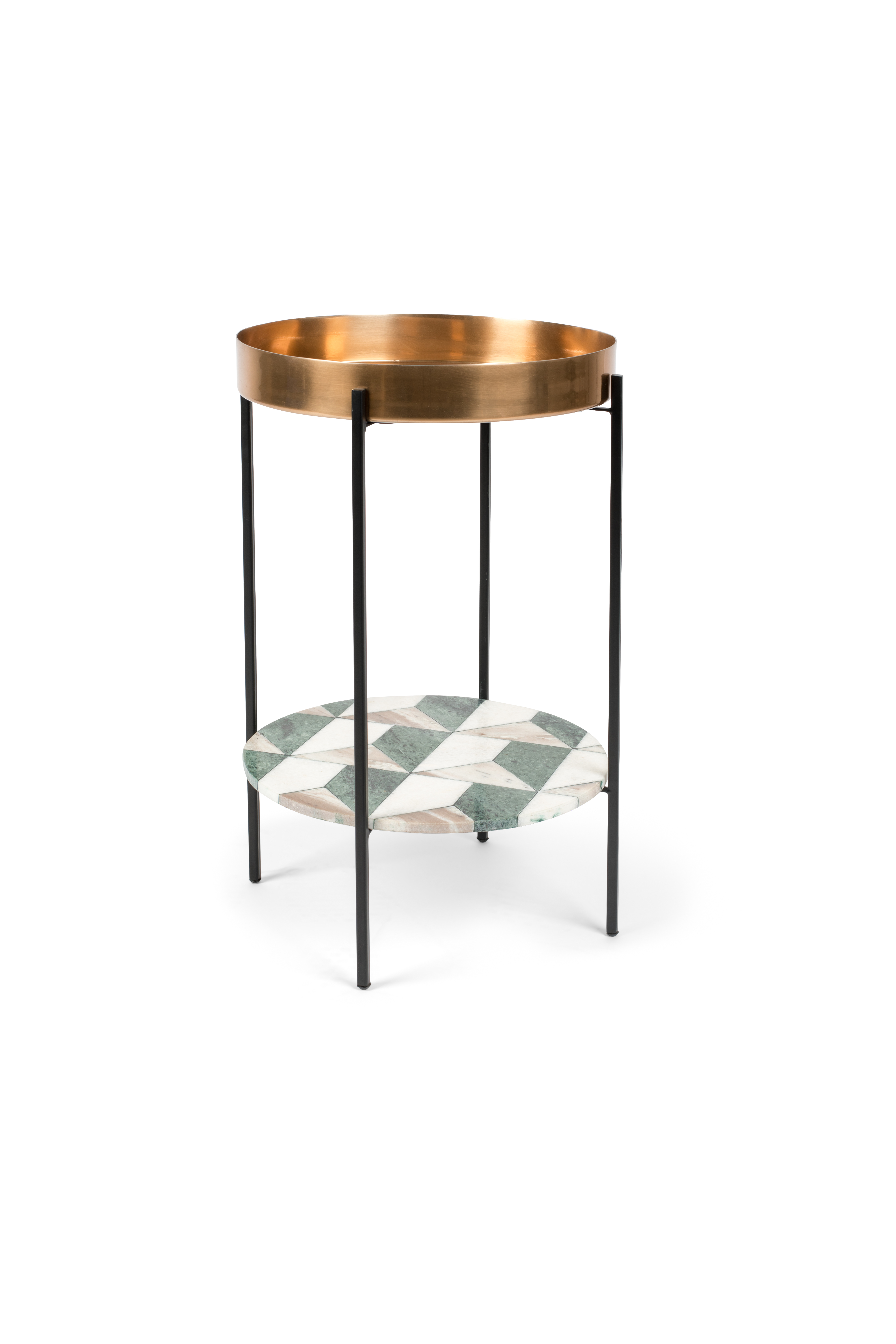 Bold Monkey Another Marble Sidebord       Hylde  Rund Bronze Aluminium  Marmor Og Sort Jern  ø37