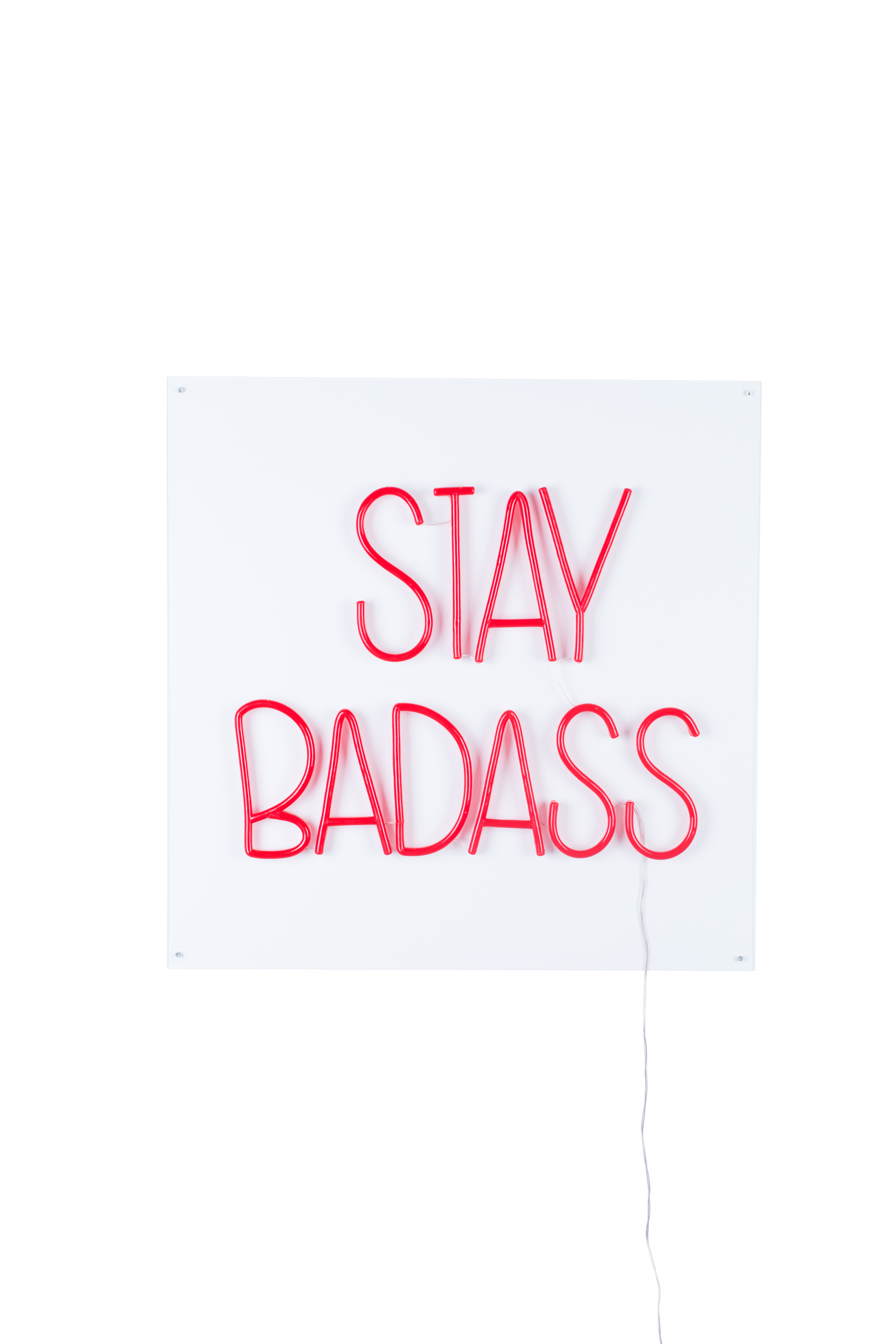 Bold Monkey Stay Badass Led Neon Lysskilt  Kvadratisk Rød Pvc Og Akryl  80x80