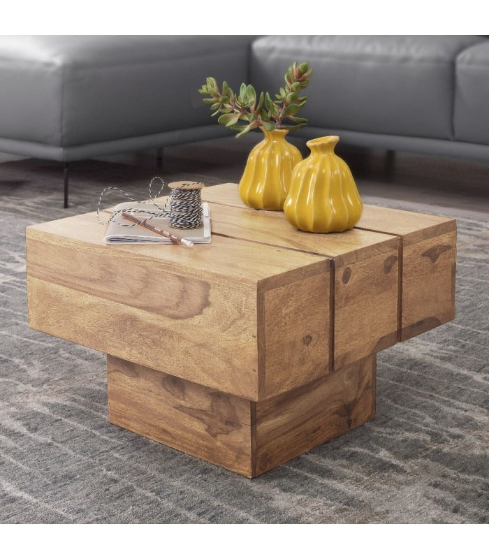 Bord Akacietræ Sofabord 44   44   30 Cm Sofabord Solid Bred Terning Firkantet