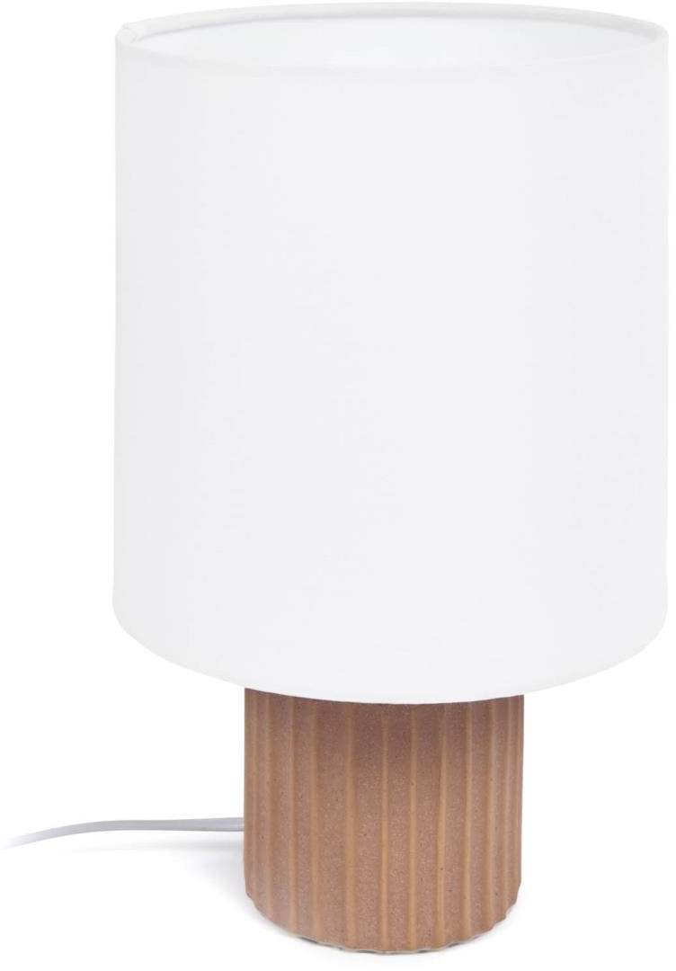 Bordlampe Kave Home Eshe Rustik Terracotta Keramik Med Hvid Stofskærm 28x17 Cm