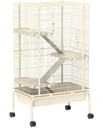 Bur Til Små Dyr  Kæledyrsbur Med   Niveauer  Madskål  Vandflaske  88   48   150   Cm  Beige