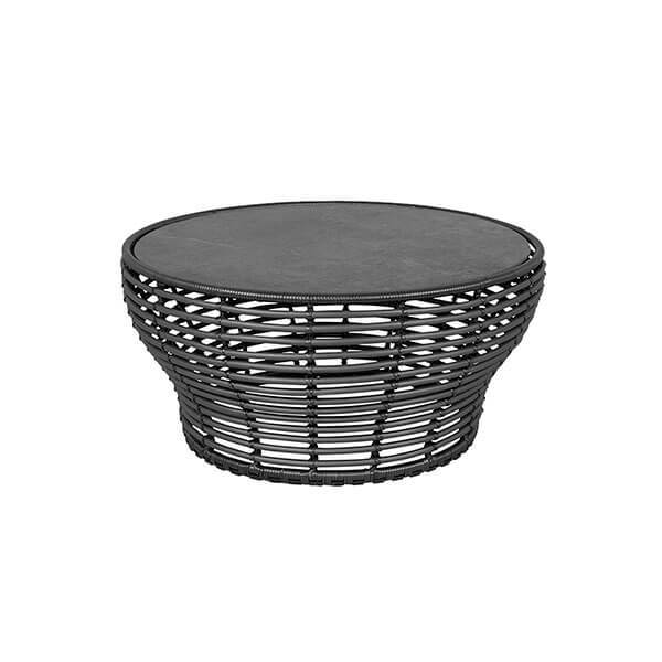 Cane-line Basket Sofabord Stor Stel: Grafit Bordplade: Sort Fossil Black  Keramisk  : Erling Christensen Møbler