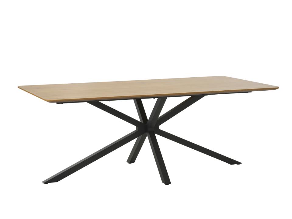 Cesura Spisebord  Rektangulær Natur Eg Melamin Og Sort Stjerne Metal  100x200