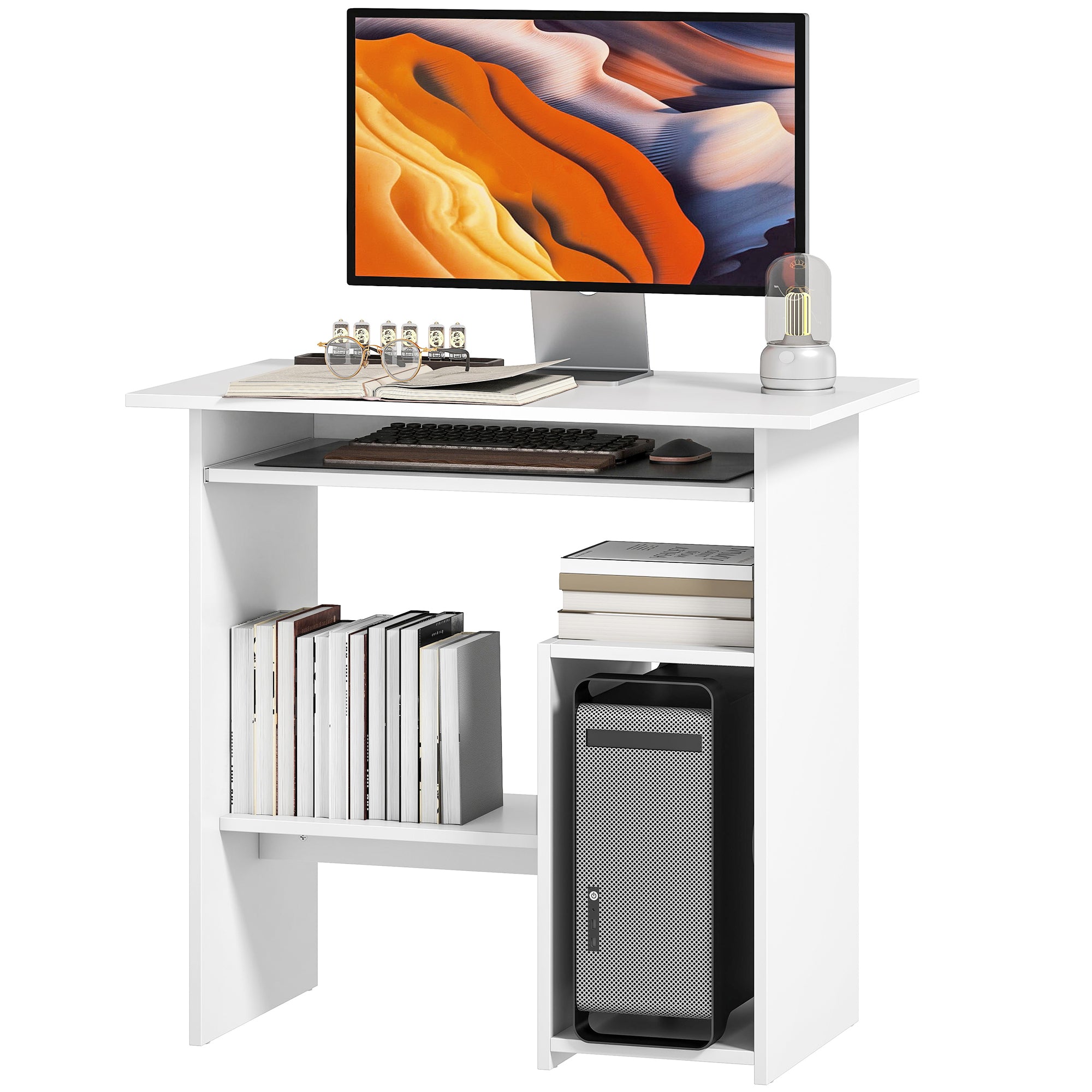 Computerbord  Skrivebord  Spånplade  Metal  80   45   75 Cm  Hvid