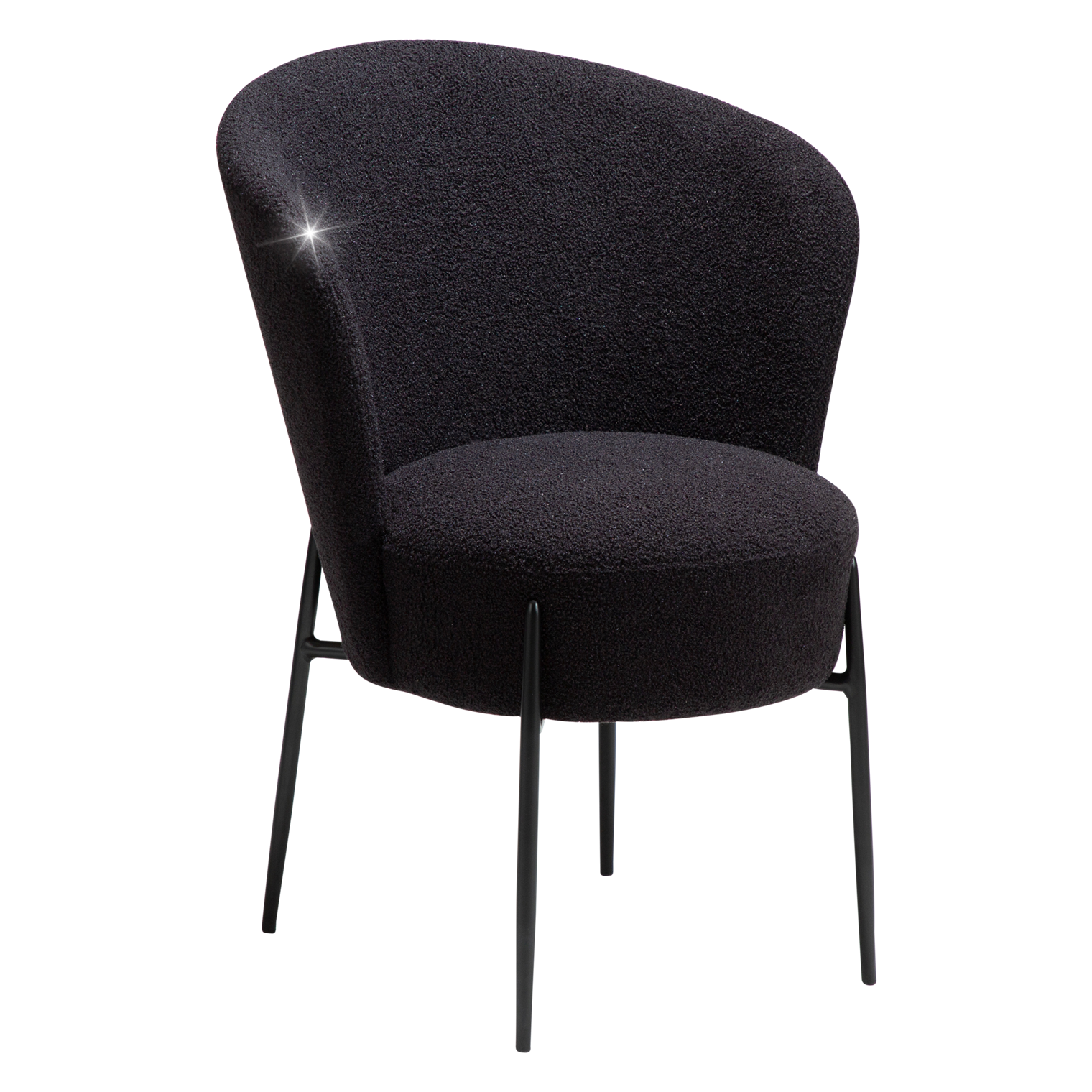 Danform Orbit Spisebordsstol Obsidian Sort Rpes Boucléstof    Glimmer Og Sort Stål