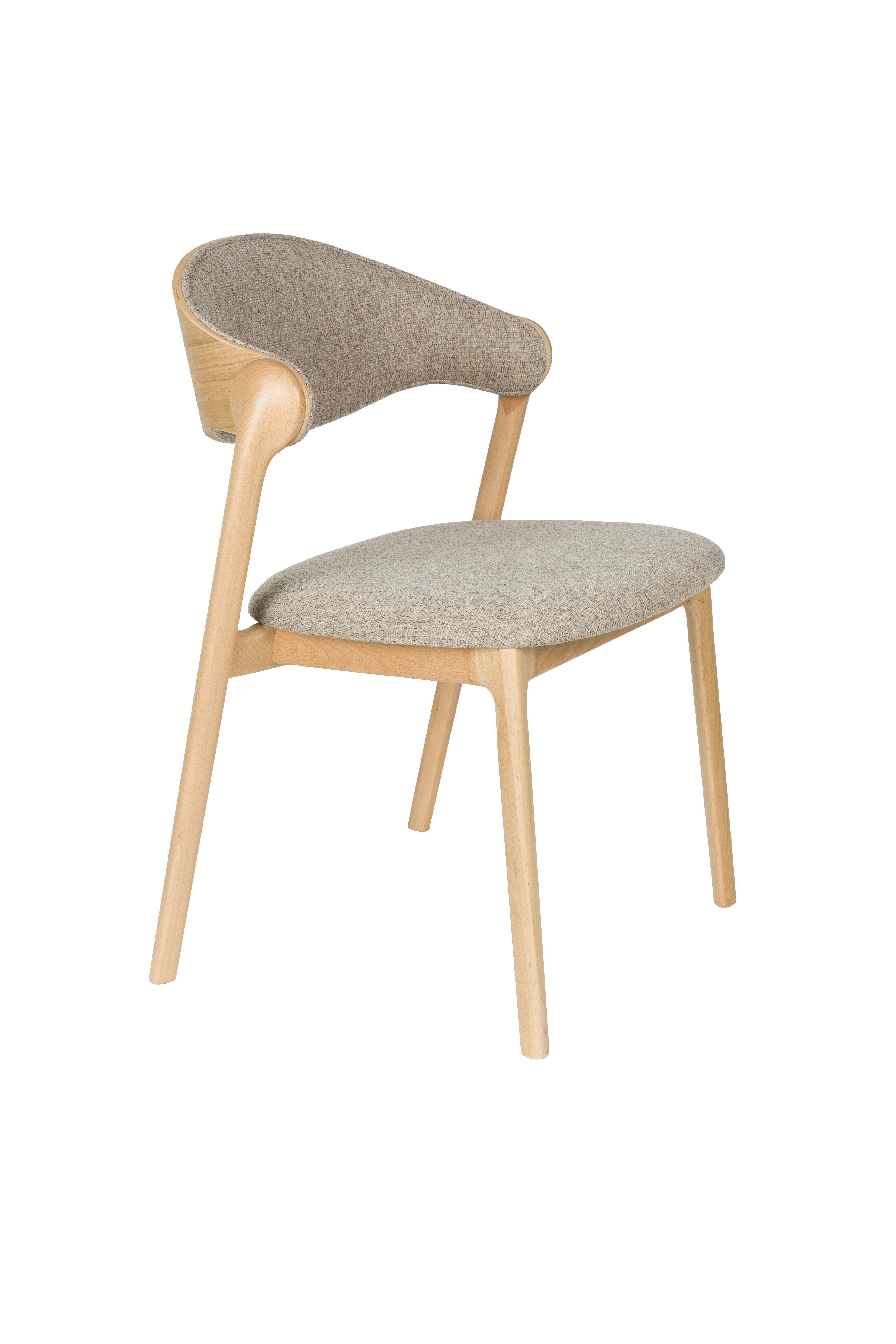 Dutchbone Babington Spisebordsstol Beige Stof Og Natur Bøgetræ