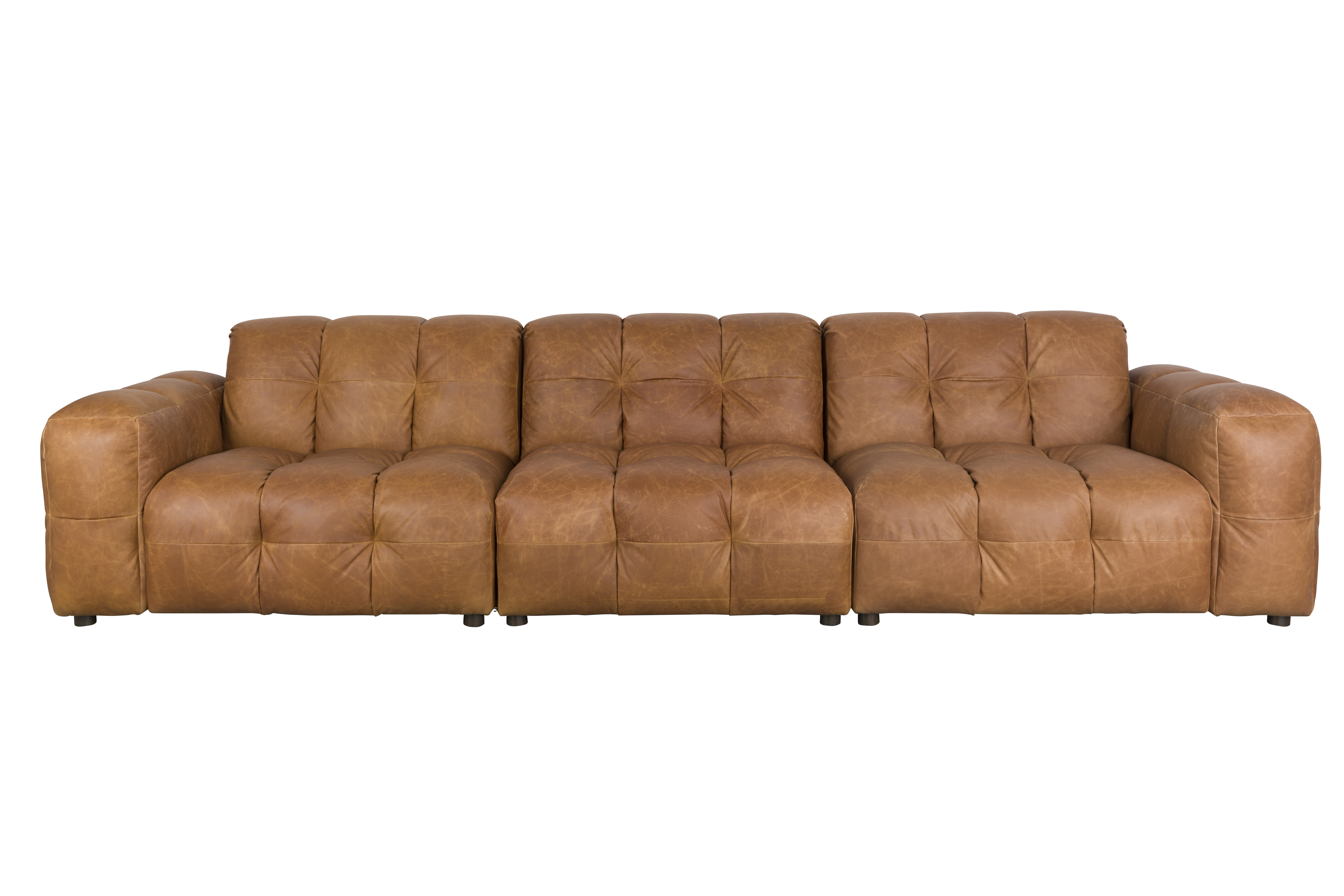 Dutchbone Hackman Modul     Pers  Sofa Cognac Læder Og Træ