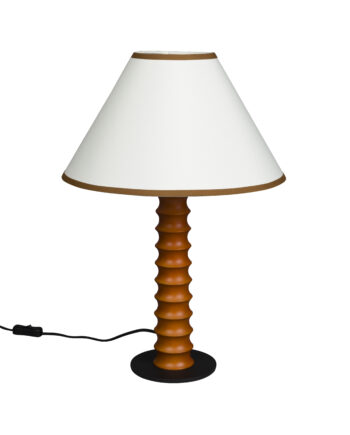 Dutchbone Horace Bordlampe Beige Bomuld Og Brun Egetræ