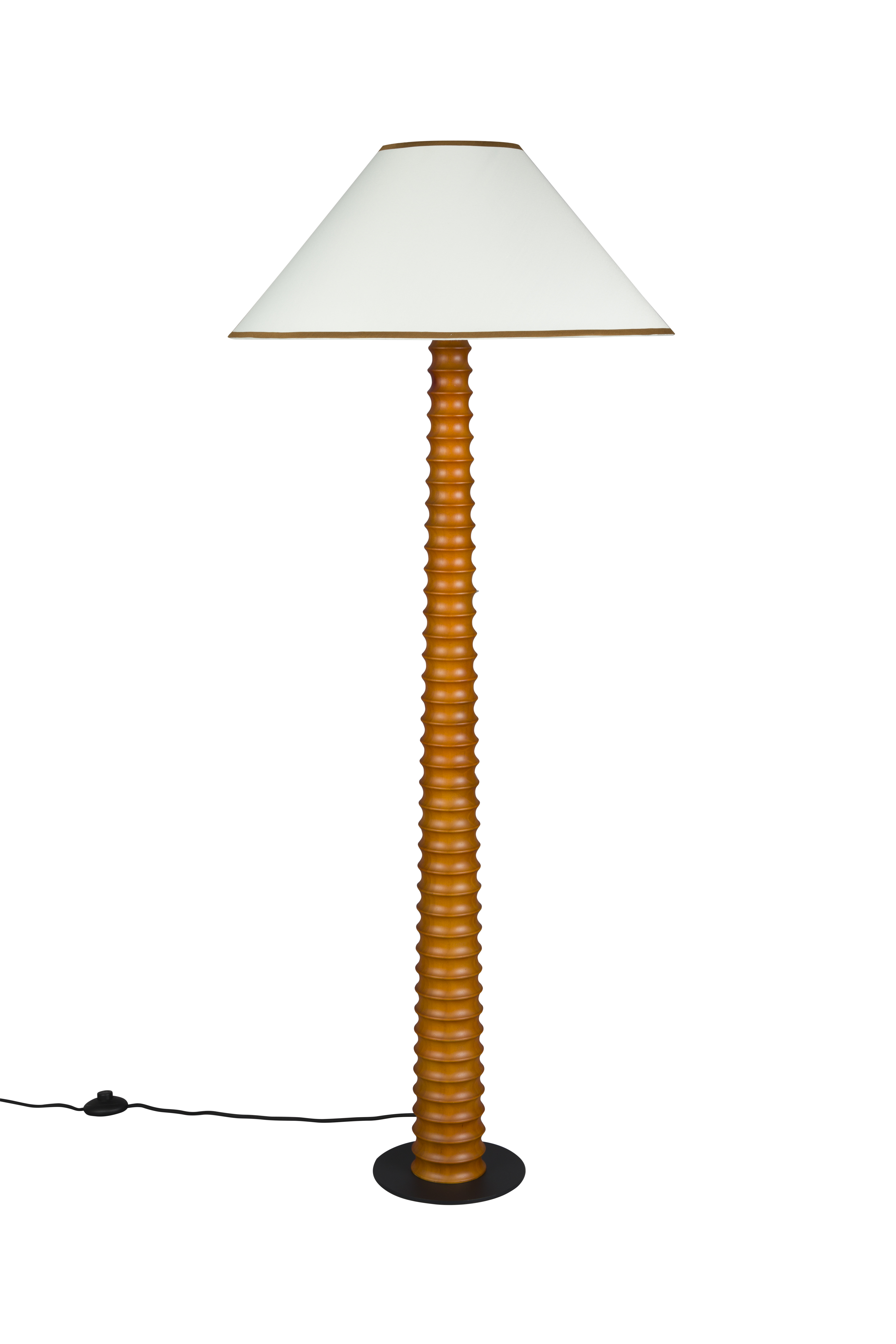 Dutchbone Horace Gulvlampe Beige Bomuld Og Brun Egetræ