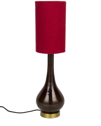 Dutchbone Jules Bordlampe Rød Stof Og Brun Glas