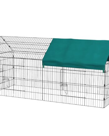 Dyreindhegning Med Tag    Døre  Vejrbestandig  Stål Polyester  220x85x103cm  Grøn Sort