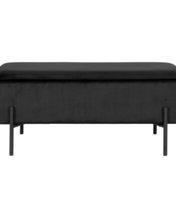 Entrébænk   Velour Med Opbevaring  Sort Med Sorte Ben  95x36 5x46 Cm
