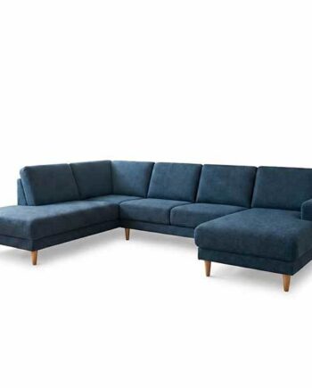 Erling Christensen Møbler Sofie  -sofa Med Chaiselong Og Open-end Mørkeblå Egetræsben Højrevendt : Erling Christensen Møbler  : Erling