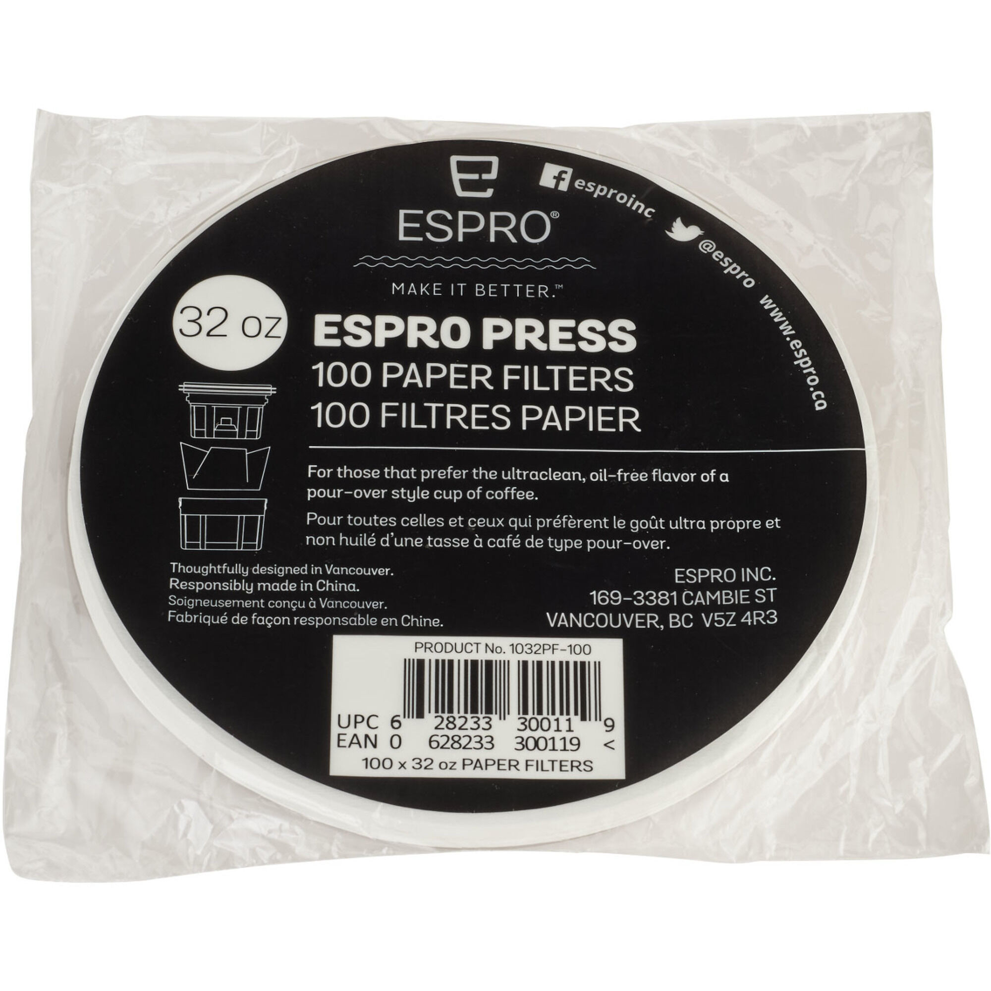 Espro 100 Stk  Papirfiltre Til     Liter