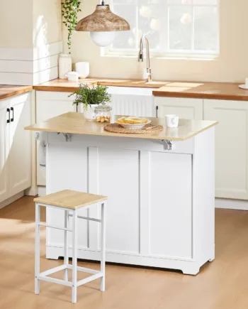 Få Mere Plads   Køkkenet Med Denne Elegante Køkkenvogn   Hvid  B113   H91     44-69  Cm