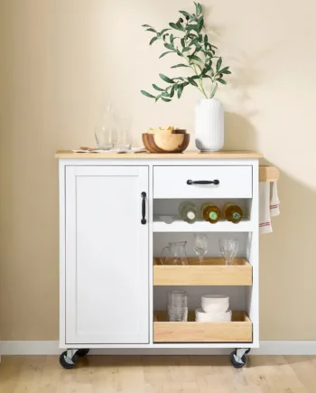 Få Styr På Køkkenet Med Denne Elegante Køkkenvogn   Hvid  B92   D42   H87 Cm