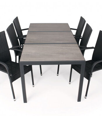 Fanø Geneve Keramik Havemøbelsæt 90x195 Cm Sort Grå