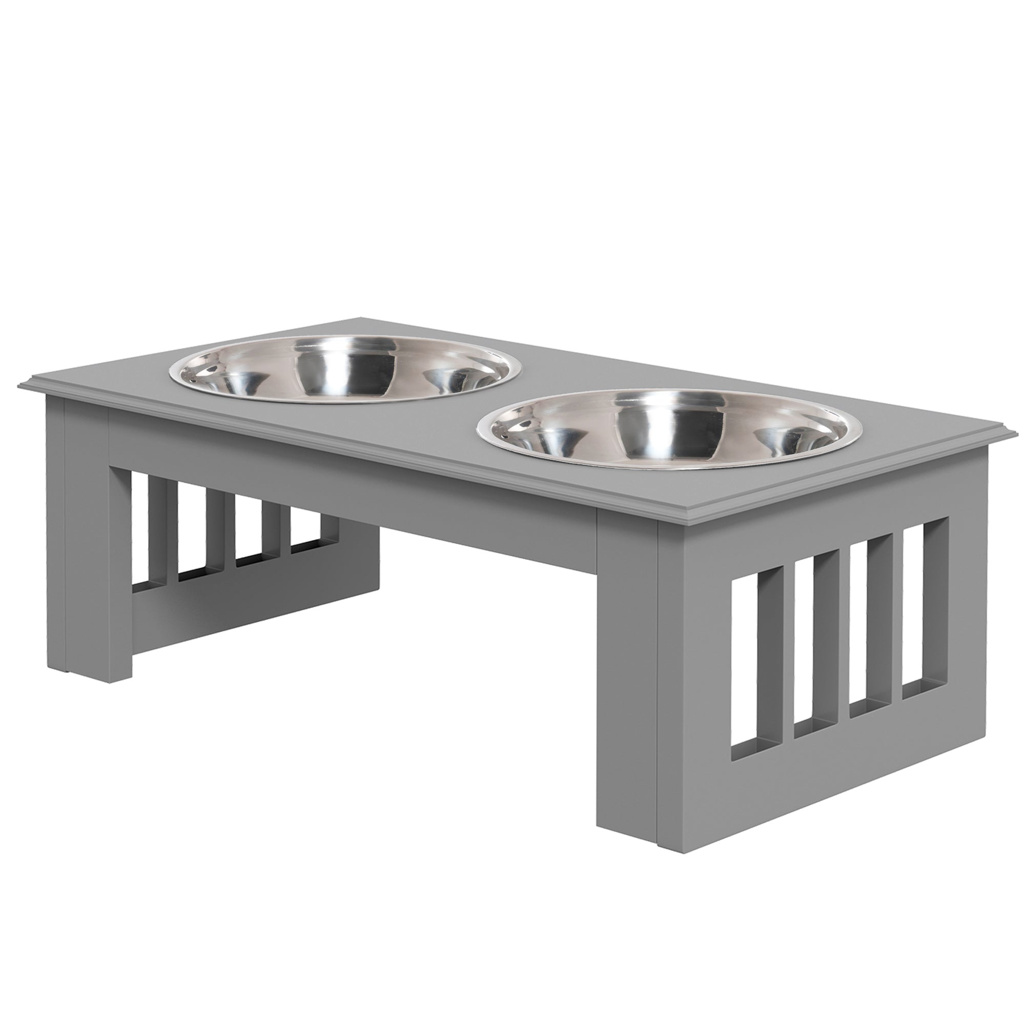 Foderstation Til Hunde  Skridsikker  44x24x15cm  Grå    9l Pr  Skål
