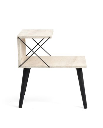 Funzi Living Cross Natbord     Bundhylde Travertin Melamin Og Sort Bøg  50x40