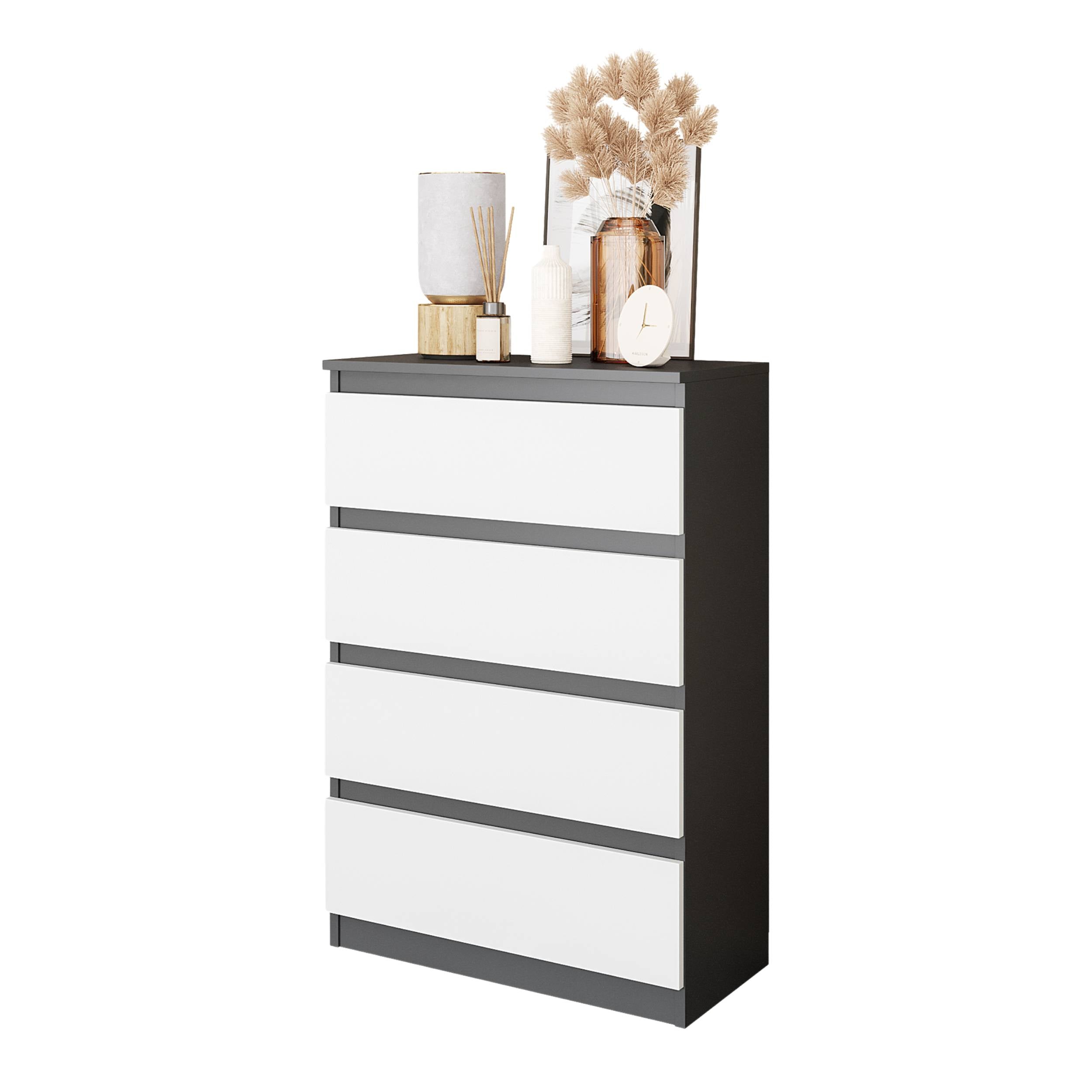 Gabriel   Kommode   Skænk Med   Skuffer   Antracit   Mat Hvid   H92 Cm B60 Cm D33 Cm