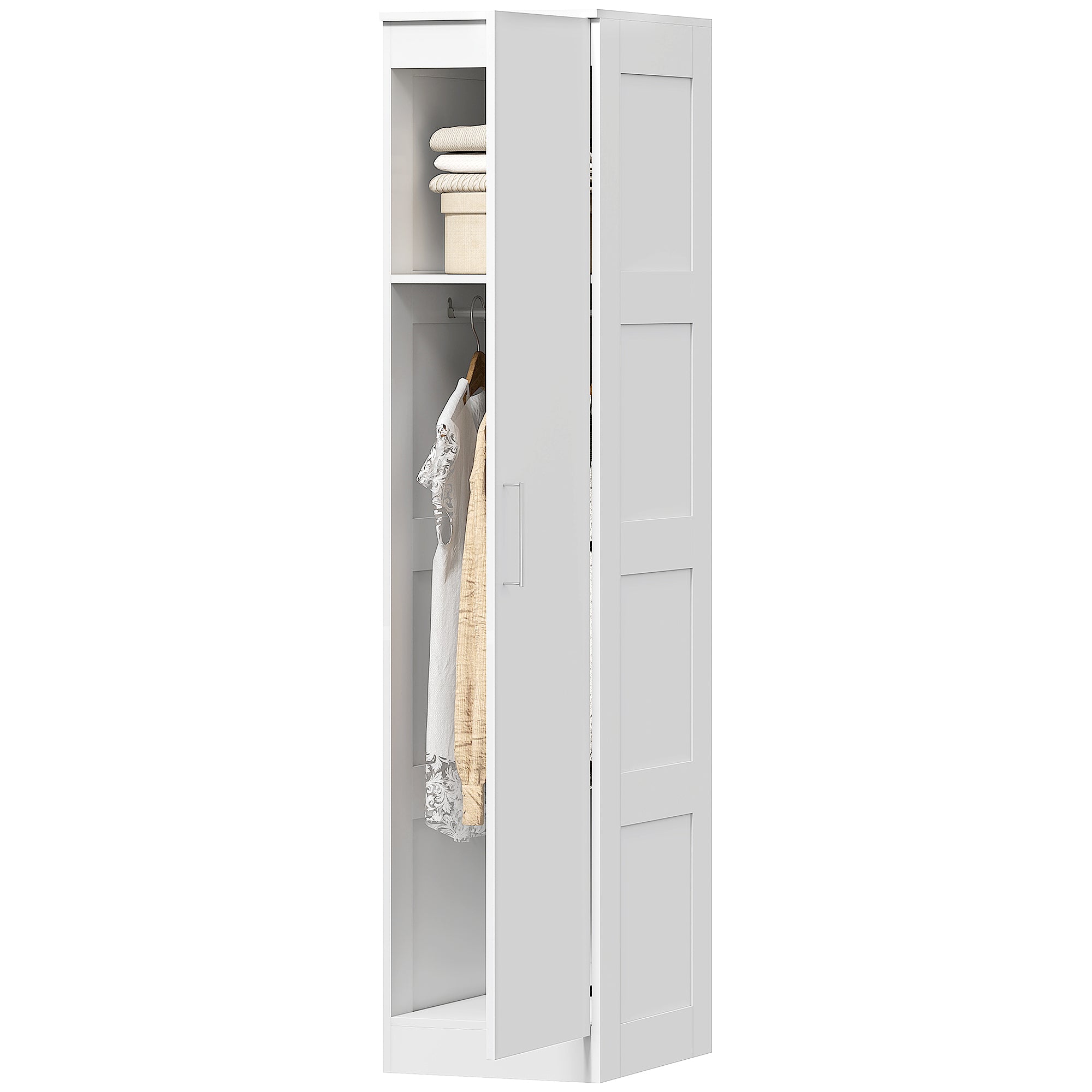 Garderobeskab Med Multifunktionsskab Med Garderobestang  Hylde  Softclose-dør 40   52   180 Cm Hvid