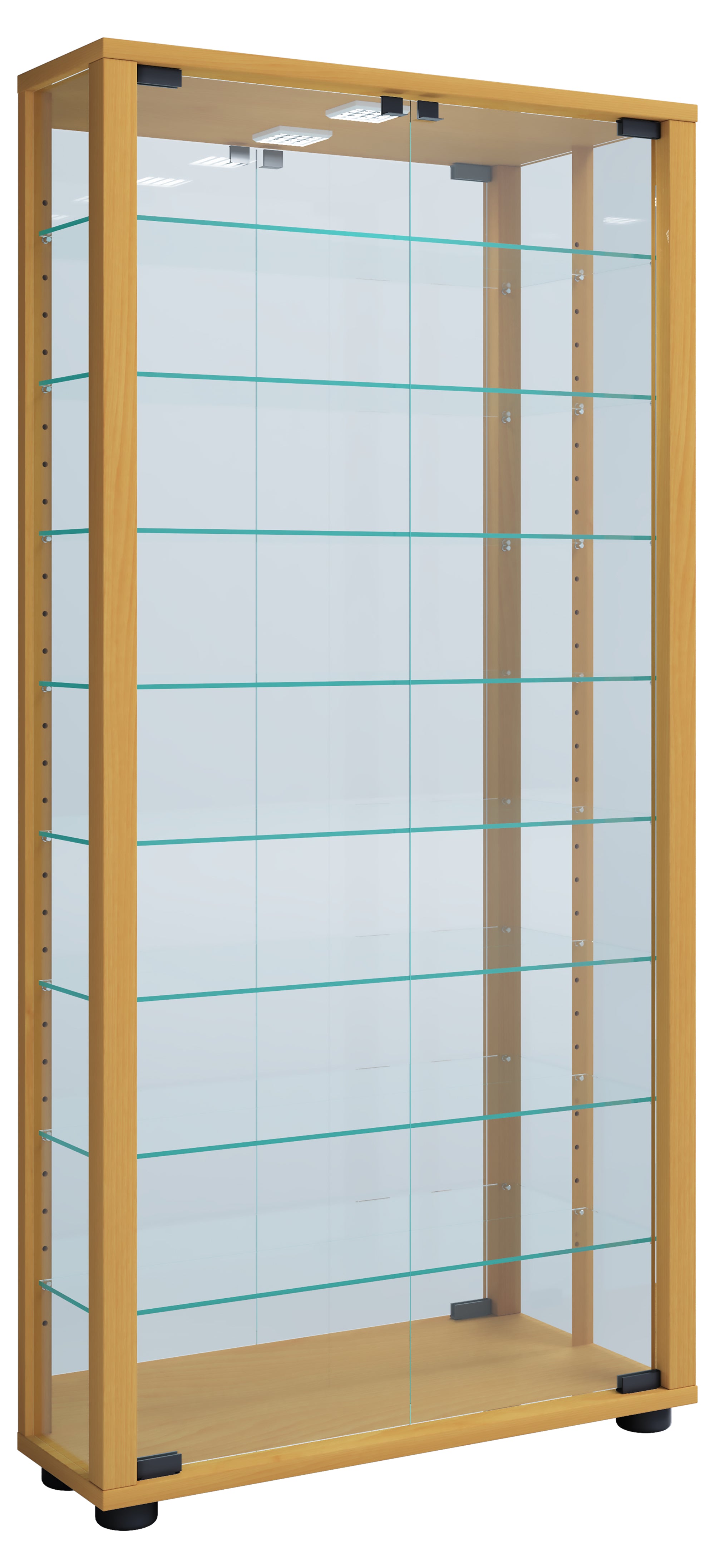 Gulv Vitrineskab  Quot Lumo Maxi Quot  Med Spejl   Inkl  Led Lys  115   59   18 Cm  Farve: Bøg