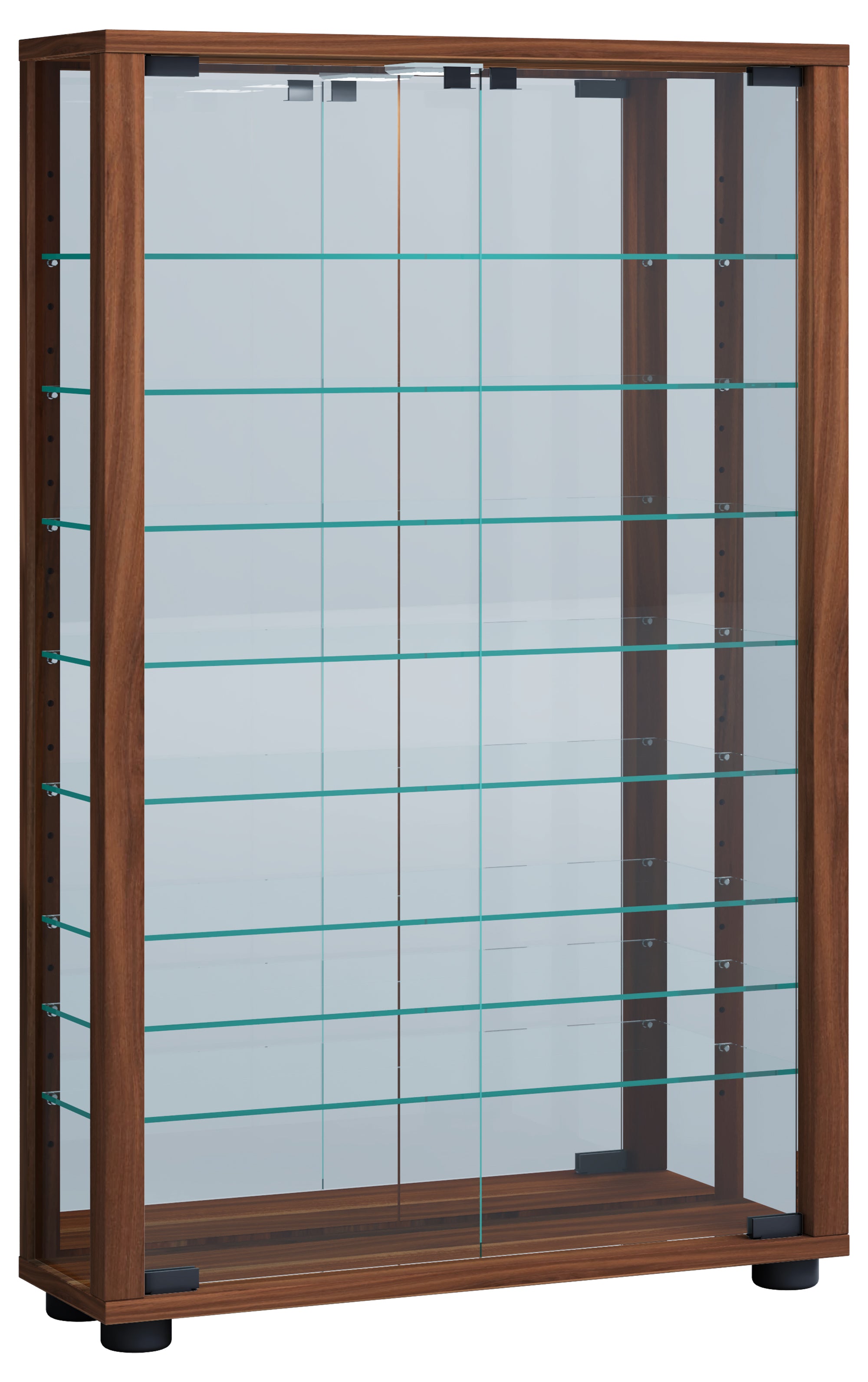 Gulv Vitrineskab  Quot Lumo Mini Quot  Med Spejl   Inkl  Led Lys  91   59   18 Cm  Farve: Valnød Brun
