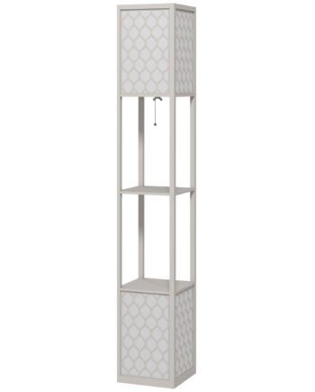 Gulvlampe   Moderne Design    Hylder  Trækkædeafbryder  26 Cm   26 Cm   156 Cm  Sort   Hvid