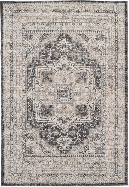 Gulvtæppe Loomery Florence 160x230 Cm Polypropylen Ornamentmønster Creme Mørkegrå