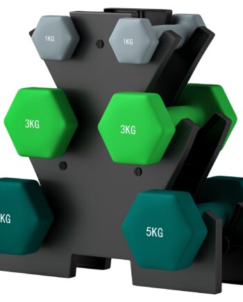 Håndvægtsæt Med Opbevaringsstativ  Sæt Med   Håndvægte Til Fitnesstræning        Kg        Kg        Kg