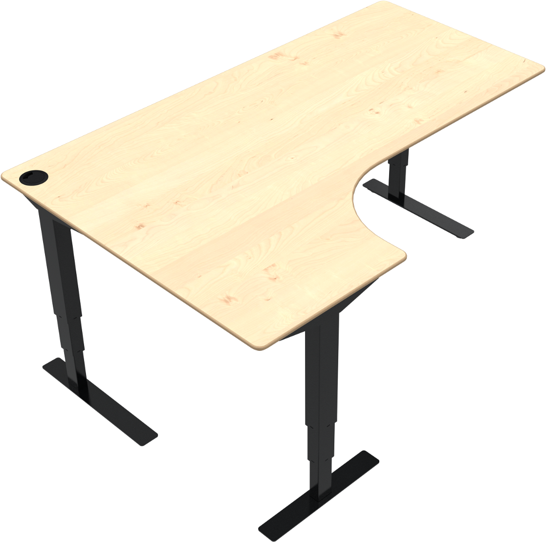 Hæve- Sænkebord  -form To Ben Venstrevendt Zennord Versastand Skrivebord 57-122 Cm Ahorn Sort