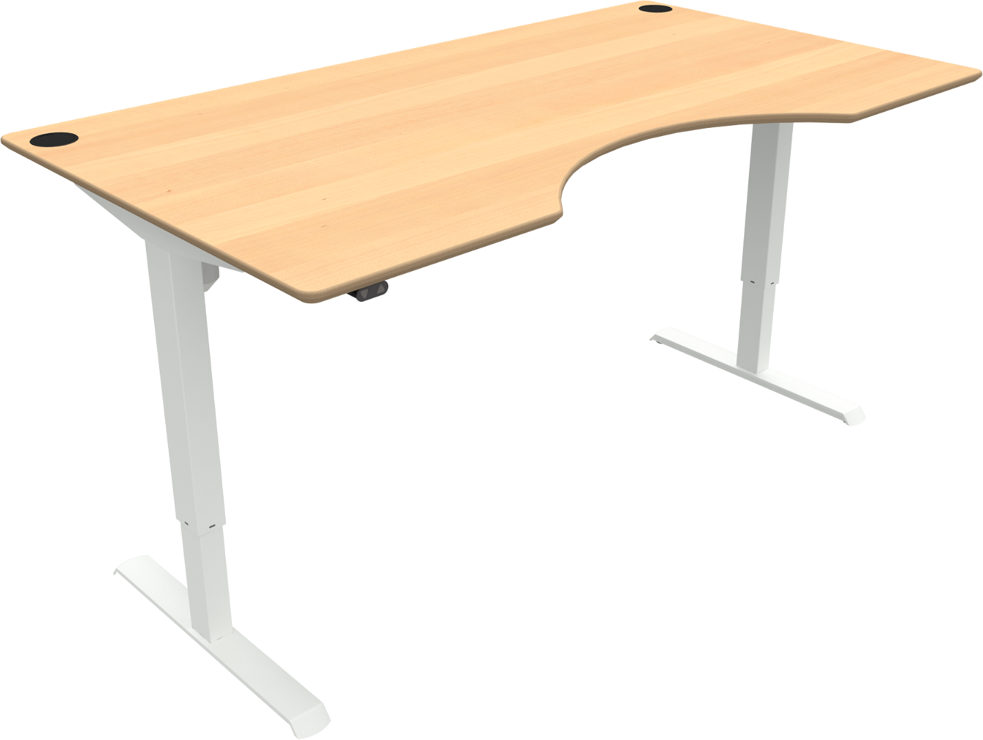 Hæve- Sænkebord To-bens Zennord Adaptdesk Skrivebord Med Centerudskæring Natur Hvid Bøg 68-118 Cm