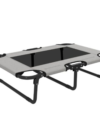 Hævet  Foldbar Hundeseng  Udendørs Hundeseng Med Netdesign  Lysegråt Oxford-stof  75   51   18 Cm