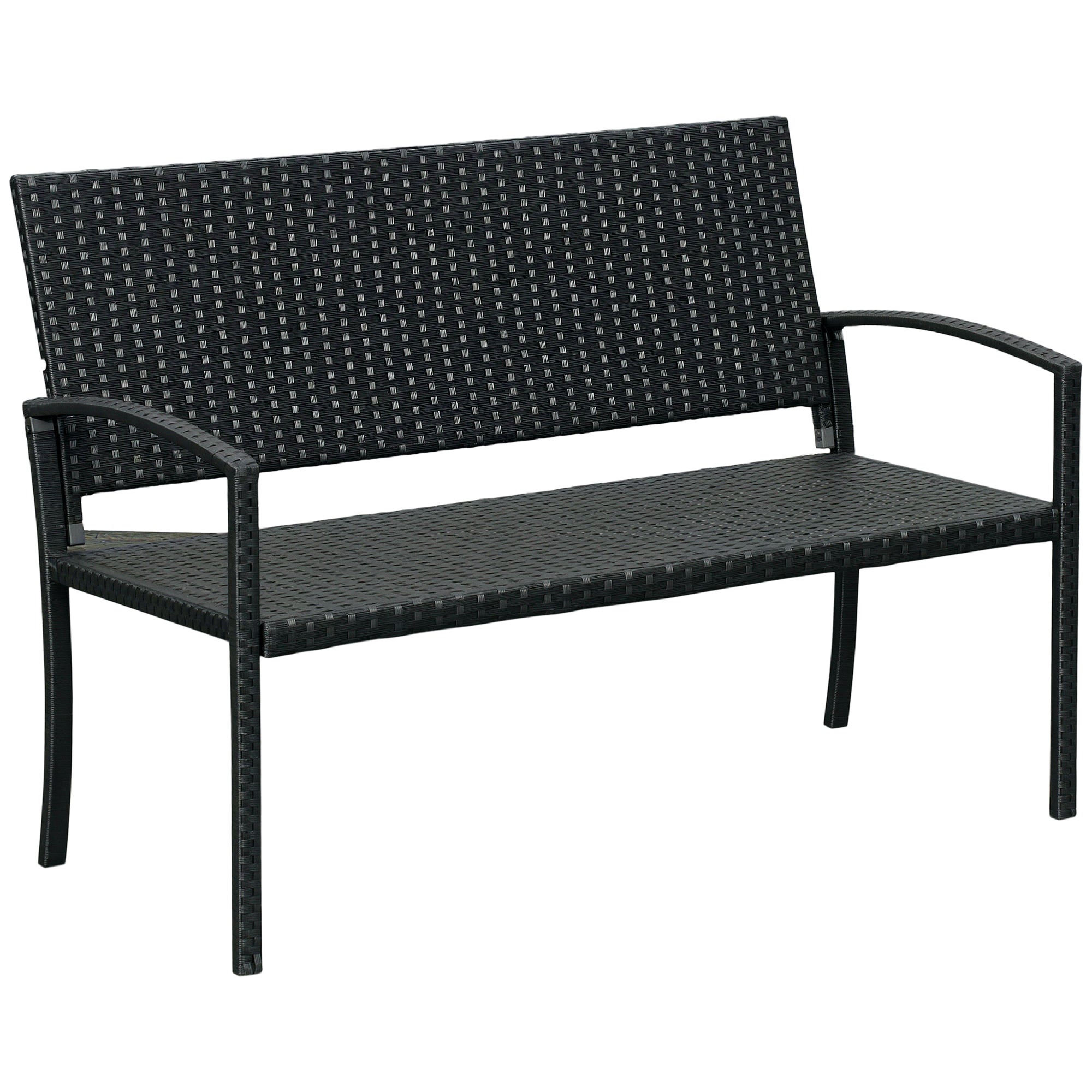 Havebænk  Rattan-look  Med Stålstel  Til   Personer  Sort  122   60   85 Cm