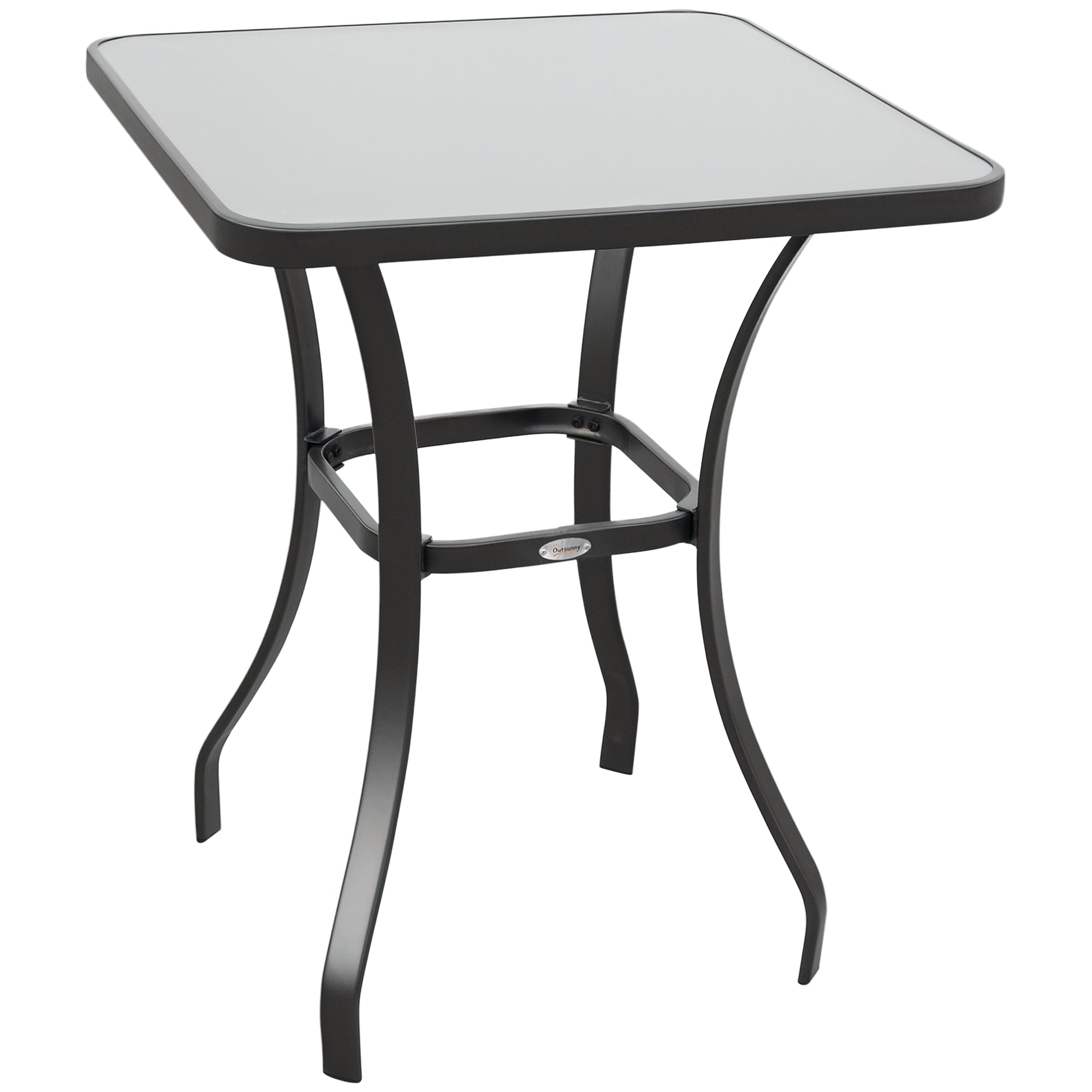 Havebord Bistrobord Glasbord Hærdet Glas   Metal Sort L68     B68     H84 Cm