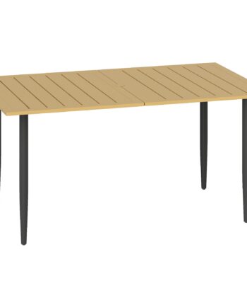 Havebord 150x90cm  Vejrbestandigt Balkonbord Af Stål  Balkonbord Med Parasolhul  Brunt