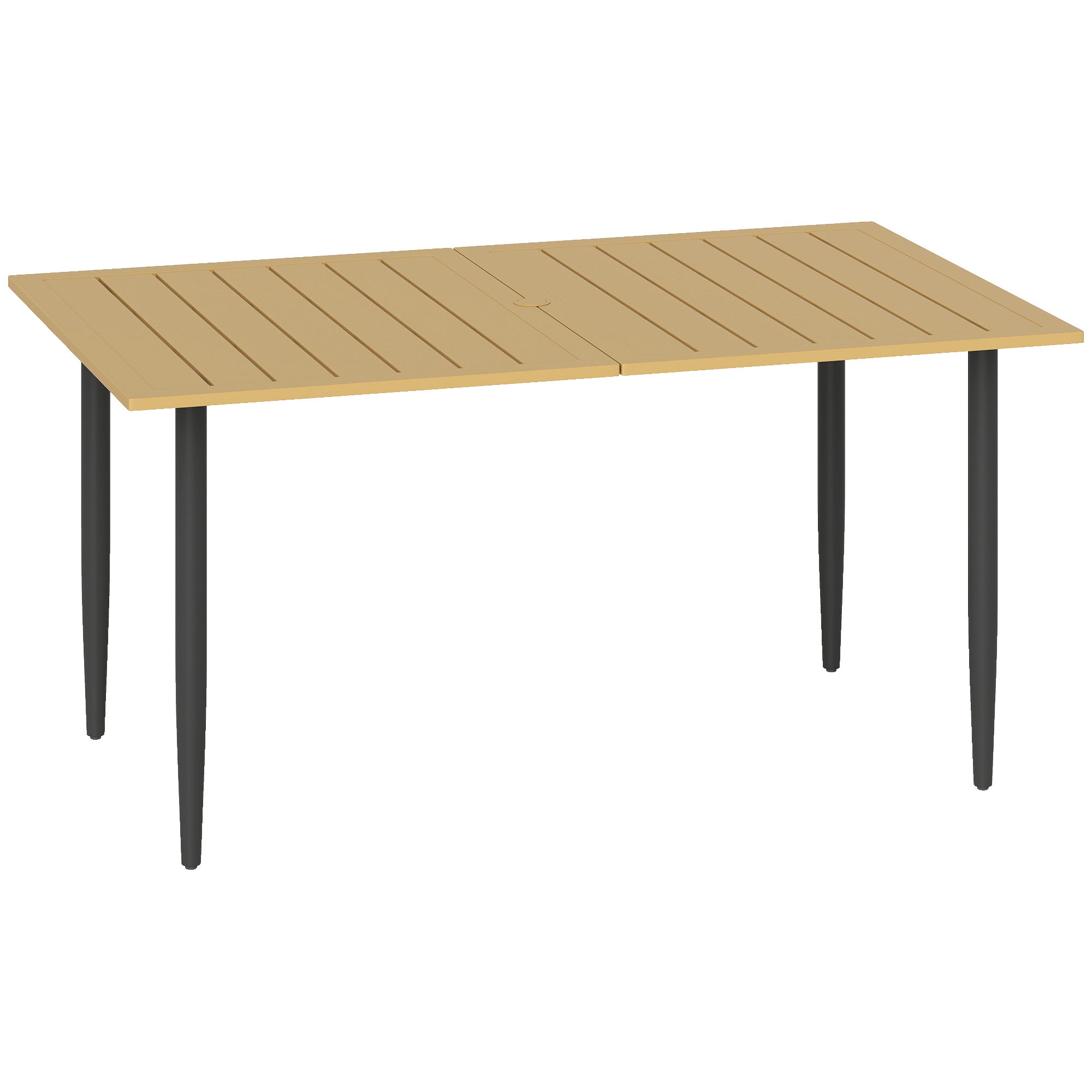 Havebord 150x90cm  Vejrbestandigt Balkonbord Af Stål  Balkonbord Med Parasolhul  Brunt