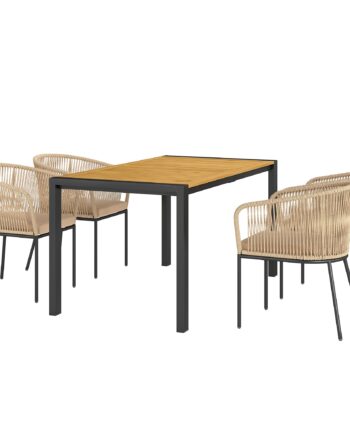 Havemøbelsæt Med   Dele    Stole    Bord  Syntetisk Rattan  Stålstel  Vaskbare Hynder  Til Terrassen  Khaki