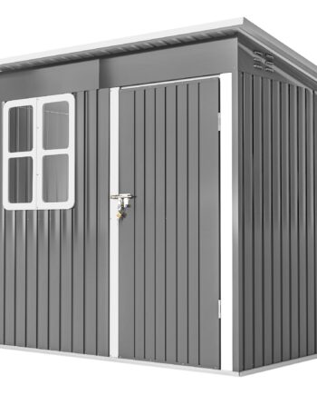 Haveskur  Havehus Med Vindue  Aflåselig Dør  Til Have  Terrasse  Stål  221l   133b   190h Cm  Grå