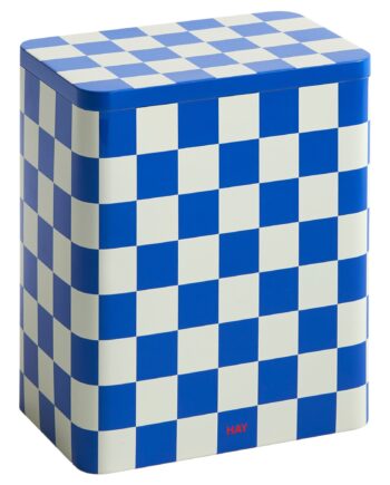 Hay Tin Container  Large  Blue Off-white