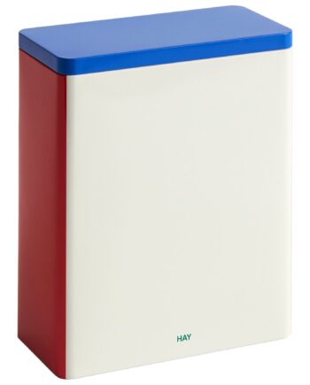 Hay Tin Container  Off-white Blue Red