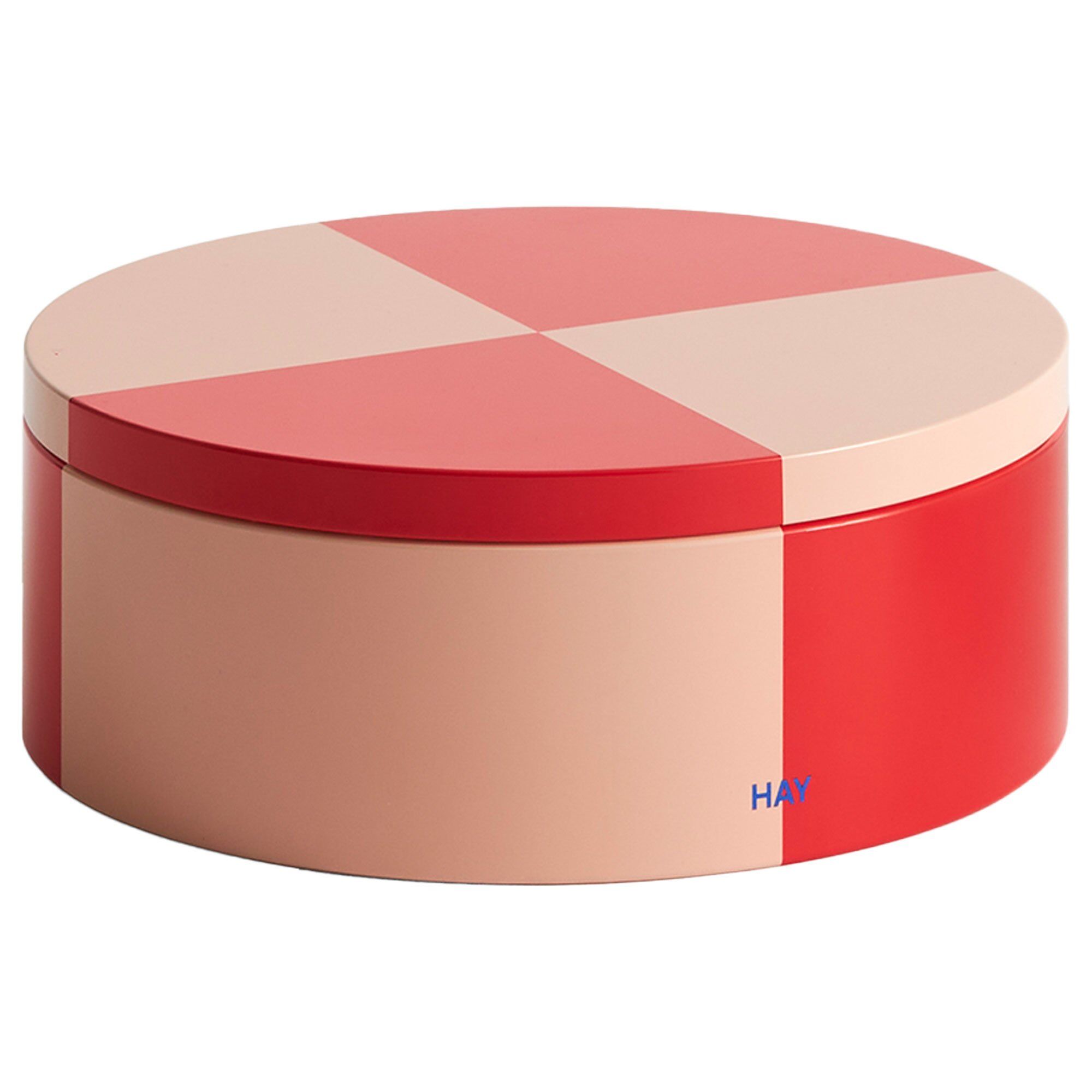 Hay Tin Container Round Red Soft Pink