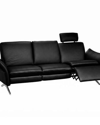 Himolla 6902   Pers  Sofa   Sort Læder Justerbar Ryg Og Skammel  : Erling Christensen Møbler