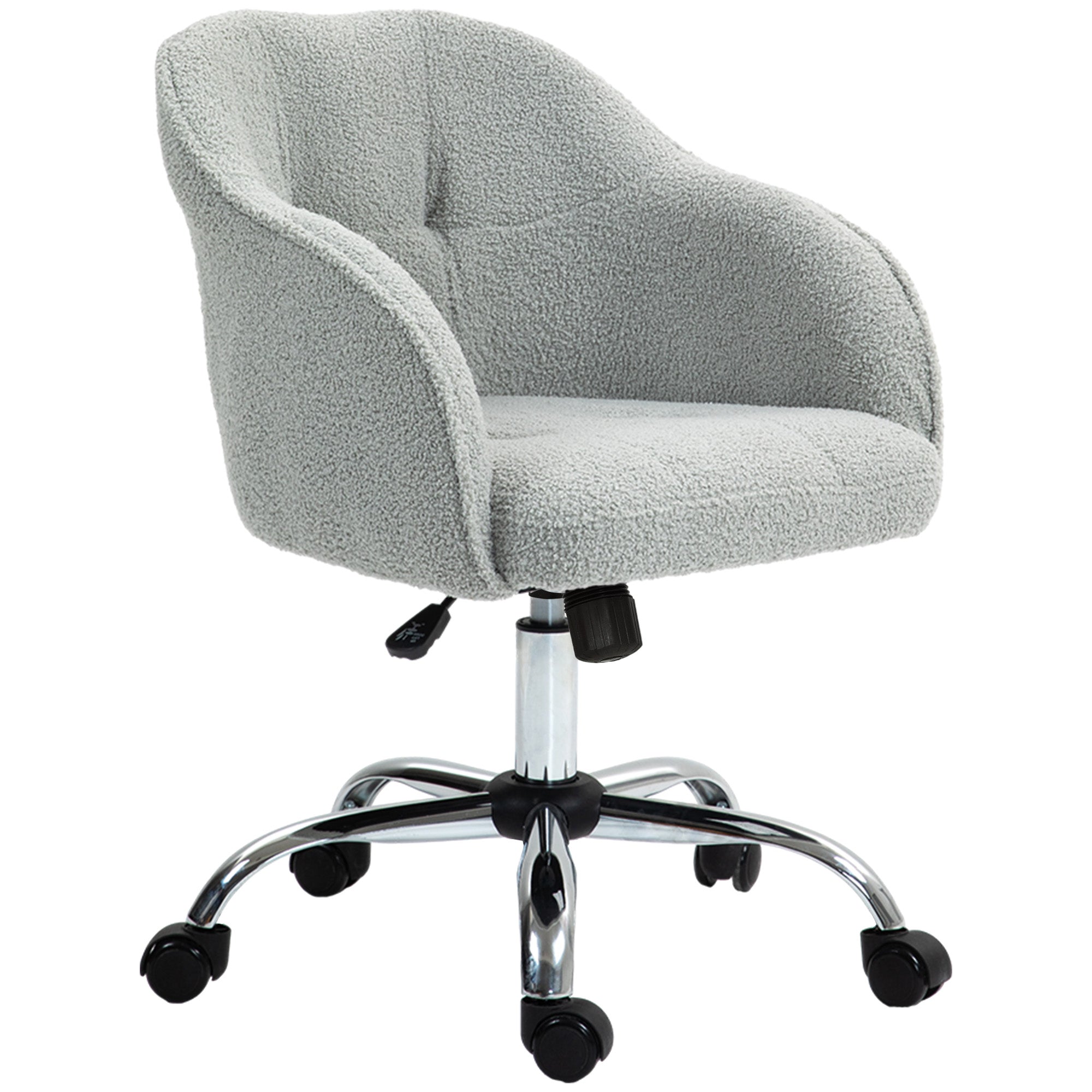 Hjemmekontorstol  Ergonomisk Skrivebordsstol Med Vippefunktion  Teddy Velvet Look  56   61   86 Cm  Grå