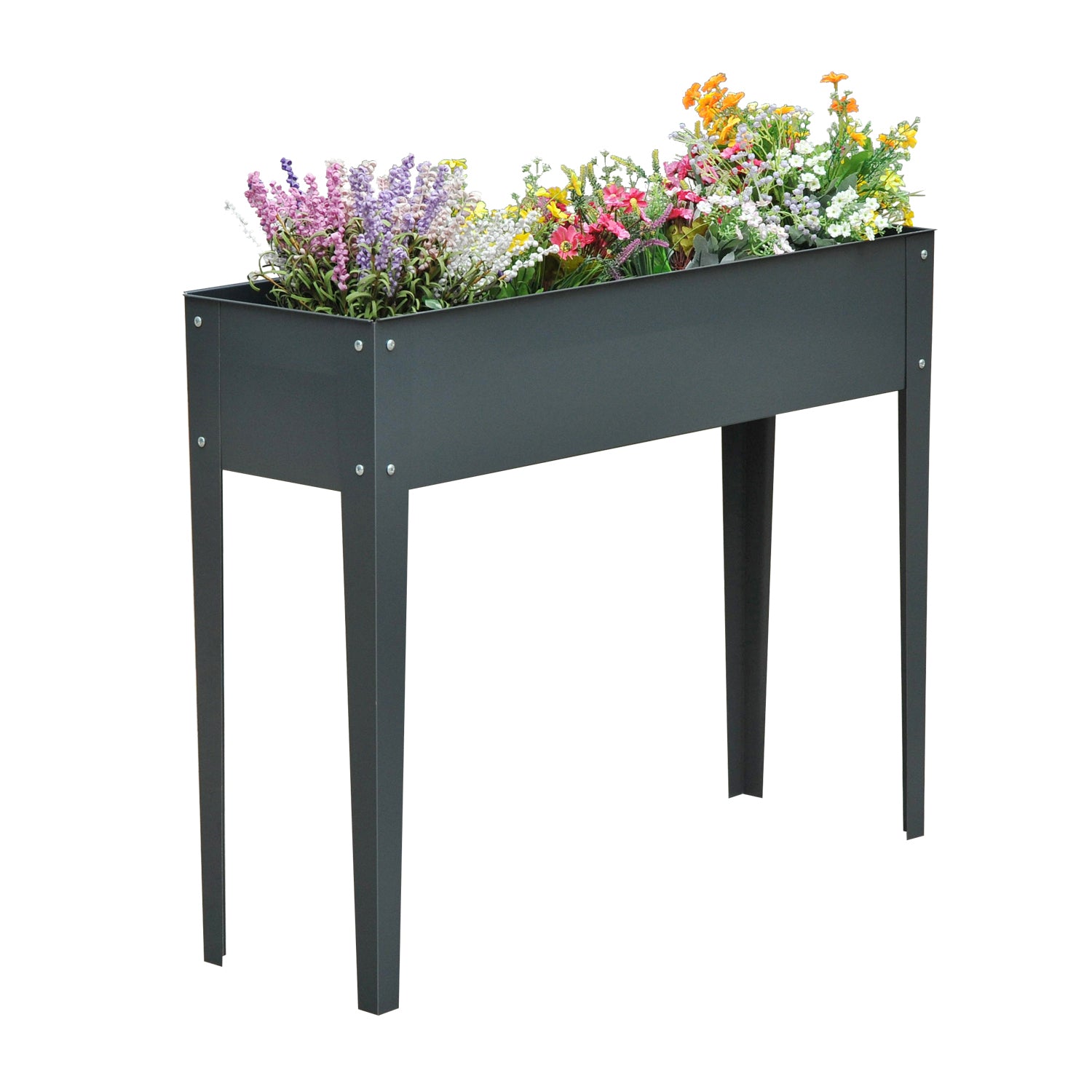 Højbed   Solrigt  Urtebed  Plantekasse Med   Drænhuller  Blomsterkasse Med Fødder  Metal  100   30   80 Cm