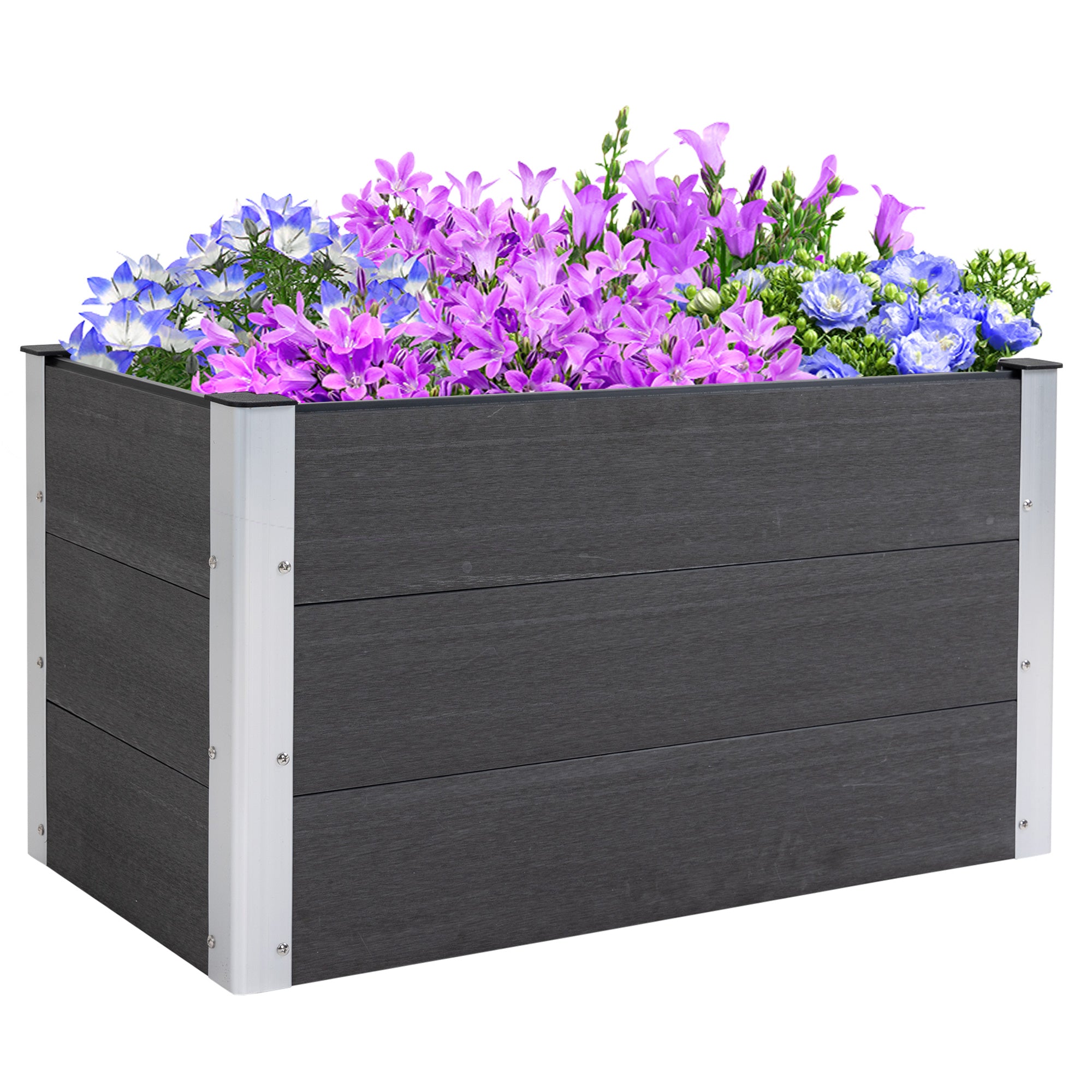 Højbed Lavet Af Aluminium  Plantebed  Kold Ramme  Havebed  Blomsterkasse  Vejrbestandig  Uden Base  Plantekasse 100x50x55   Cm Til Terrasse  Balkon  Blomsterkasse Til Blomster  Planter  Grå