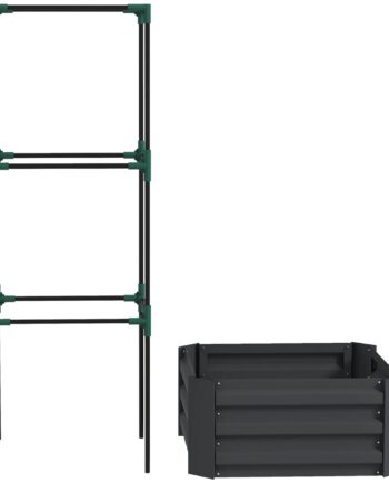 Højbed Med Espalier  Plantekasse Med Klatrehjælp  åben Bund  Vejrbestandig  61 Cm   61 Cm   140 Cm  Mørkegrå