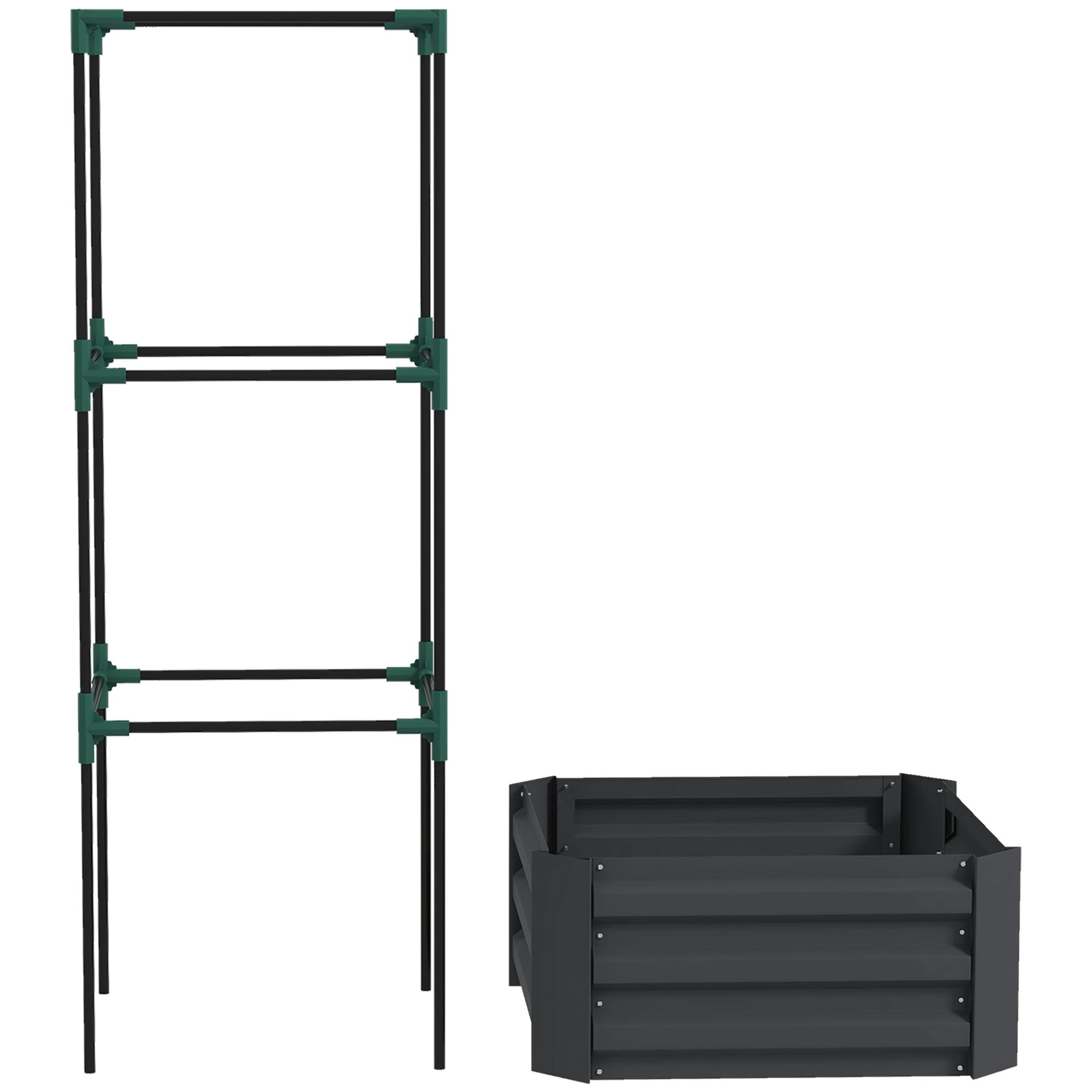 Højbed Med Espalier Plantekasse Med Klatrehjælp åben Bund Vejrbestandig 61 Cm 61 Cm 140 Cm Mørkegrå