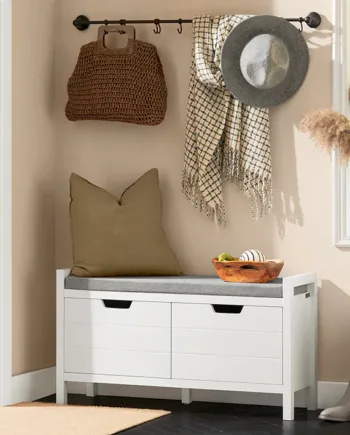 Hold Entreen Ryddelig Med Denne Elegante Skobænk   Hvid  B91   H50   D31 Cm